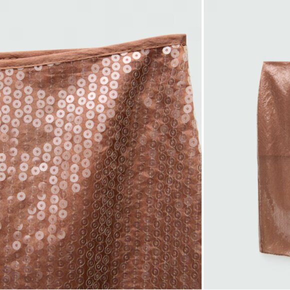 Mango Sequin midi skirt Size L - Picture 6 of 8